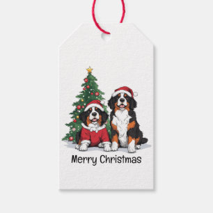 Étiquettes-cadeau Joyeux Chiens de montagne bernois de Noël