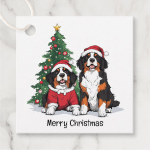Étiquettes Cadeau Joyeux Chiens de montagne bernois de Noël