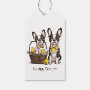 Étiquettes-cadeau Joyeux Chiens de Pâques Boston Terrier