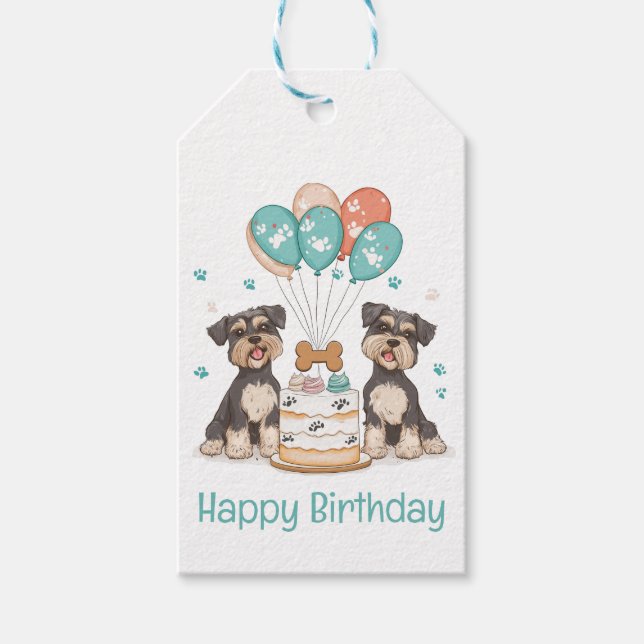 Étiquettes-cadeau Joyeux Chiens Schnauzer (Devant)