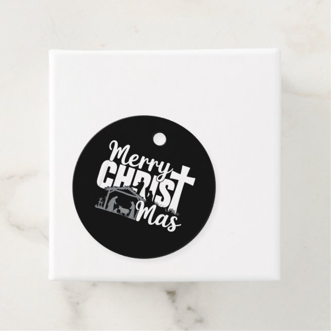Étiquettes Cadeau Joyeux Christ Mas Christian Noël Famille Jésus (En situation)