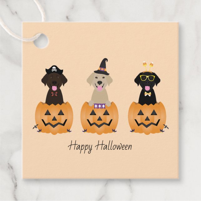 Étiquettes Cadeau Joyeux Citrouille de chiens de trieuse d'Halloween (Devant)