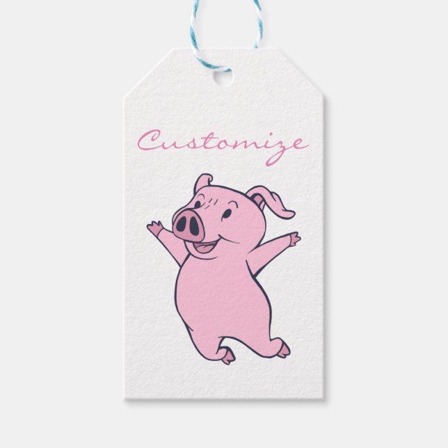 Étiquettes-cadeau Joyeux Cochon rose Sauter Thunder_Cove (Devant)
