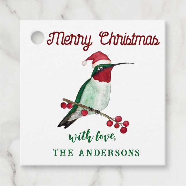 Étiquettes Cadeau Joyeux colibri de Noël (Devant)