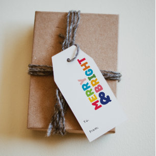 Étiquettes-cadeau Joyeux coloré et lumineux à et de