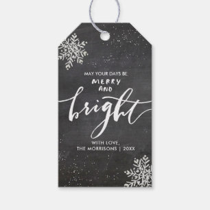 Étiquettes-cadeau Joyeux et brillant Noël Snowflake Chalkboard