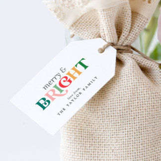 Étiquettes-cadeau Joyeux et lumineux Noël en famille