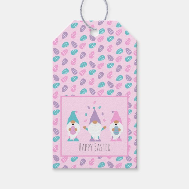 Étiquettes-cadeau Joyeux Gnome de Pâques Jonglant des oeufs de Pâque (Devant)