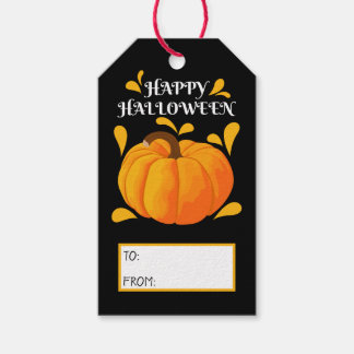 Étiquettes-cadeau Joyeux Halloween Citrouille orange Arrière - plan
