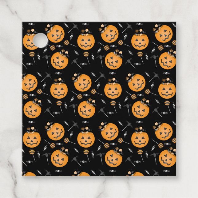 Étiquettes Cadeau Joyeux Halloween Citrouille Trick Ou Treat Bucket (Devant)