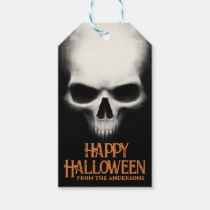 Étiquettes-cadeau Joyeux Halloween crâne fantôme effrayant noir oran