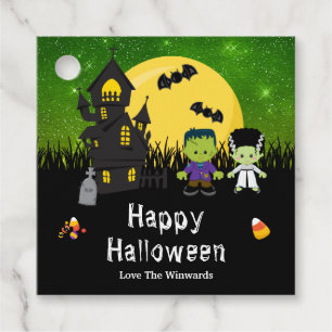 Étiquettes Cadeau Joyeux Halloween Monstres Green