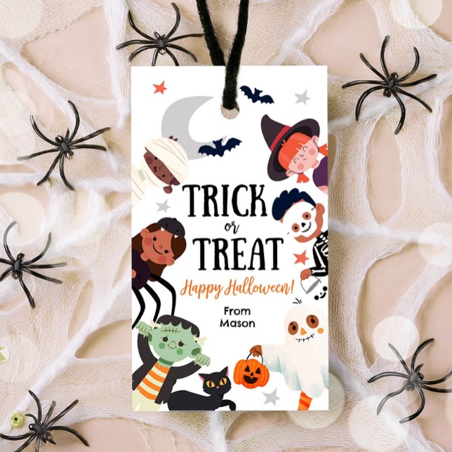 Étiquettes-cadeau Joyeux Halloween Trick ou Treat Kids Fantôme Anniv (Créateur téléchargé)