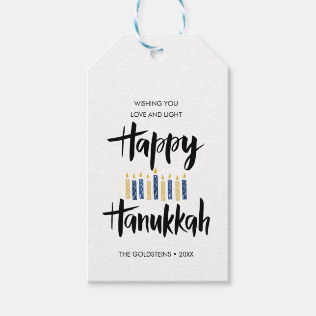 Étiquettes-cadeau Joyeux Hanoukka Chandelles sur mesure vacances (Devant)