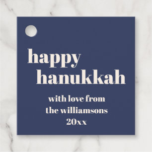 Étiquettes Cadeau Joyeux Hanukkah Moderne Bleu Marine Personnalisé