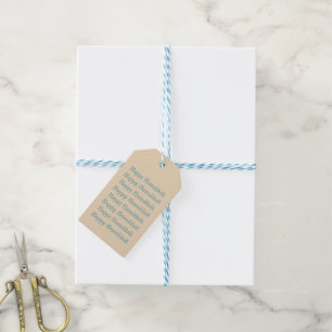 Étiquettes-cadeau Joyeux Hanukkah Typographie Moderne en Bleu