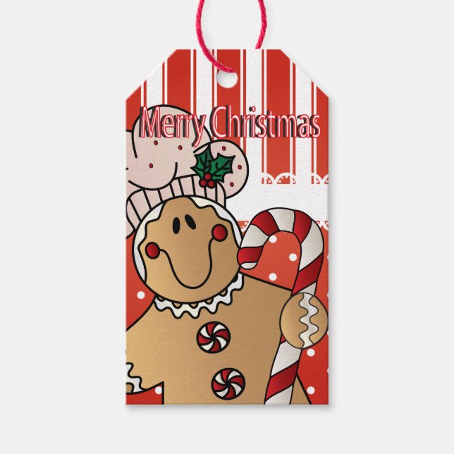 Étiquettes-cadeau Joyeux homme en pain d'épice de Noël (Devant)