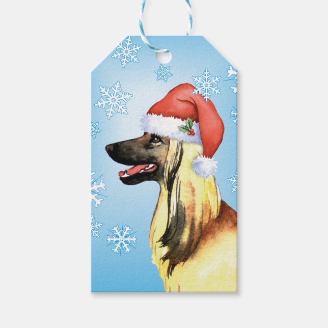 Étiquettes-cadeau Joyeux Howlidays Afghan Hound (Devant)