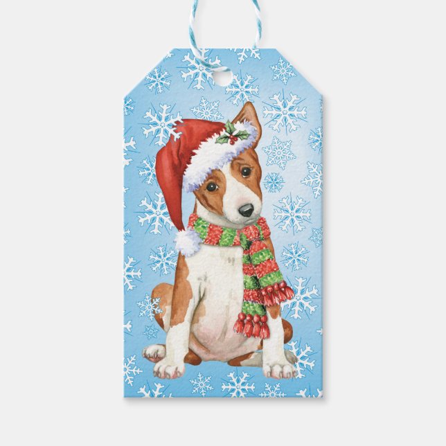 Étiquettes-cadeau Joyeux Howlidays Basenji (Devant)
