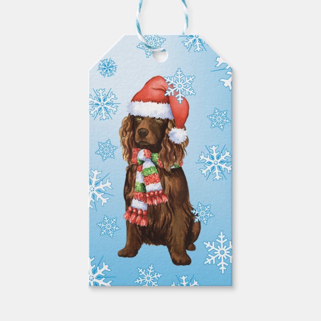 Étiquettes-cadeau Joyeux Howlidays Boykin Spaniel (Devant)