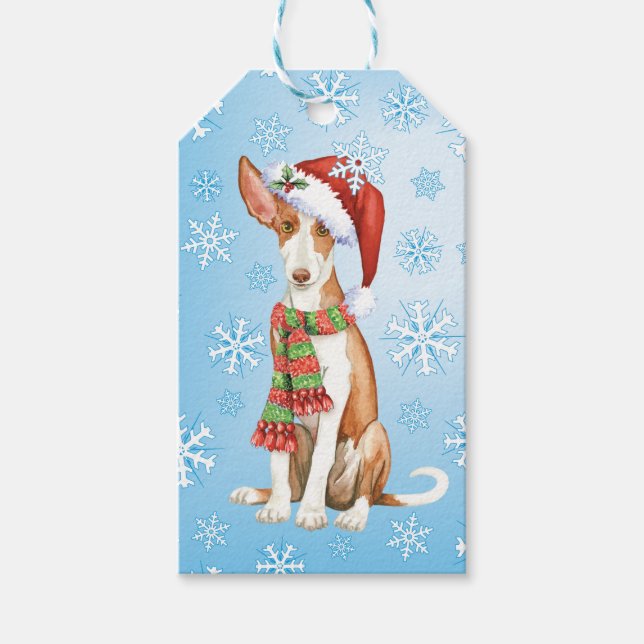 Étiquettes-cadeau Joyeux Howlidays Ibizan Hound (Devant)