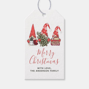 Étiquettes-cadeau Joyeux Jardin de Noël Gnome Tree Joyeux jours fé