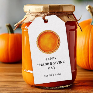 Étiquettes-cadeau Joyeux jour de Thanksgiving avec tarte à la citrou