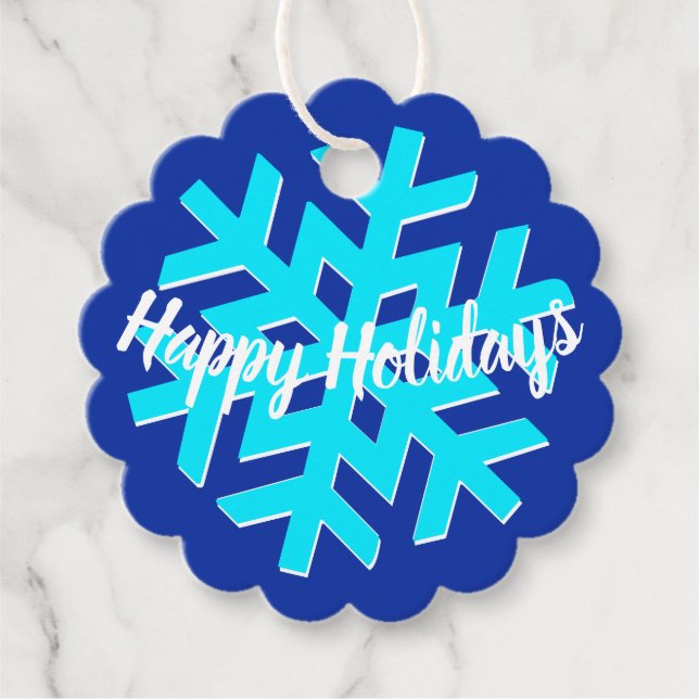 Étiquettes Cadeau JOYEUX JOURS FÉRIÉS | HIVER WONDERLAND | Flocon de (Devant)
