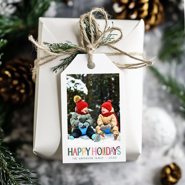 Étiquettes-cadeau Joyeux Joyeux Joyeux Vacances Cute Retro Stars Pho (Créateur téléchargé)
