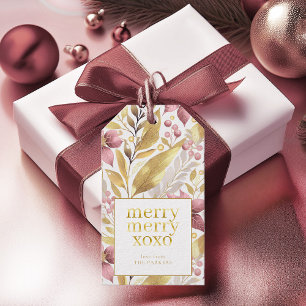 Étiquettes-cadeau Joyeux Joyeux Motif de Noël rose or #21 ID1009