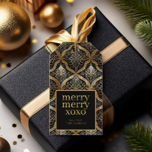 Étiquettes-cadeau Joyeux Joyeux Noël d'or noir Motif#31 ID1009