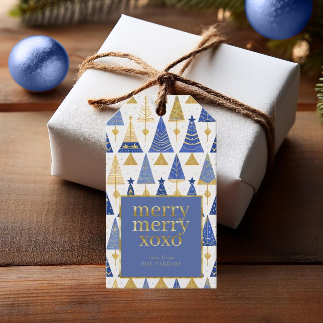 Étiquettes-cadeau Joyeux Joyeux Noël en or bleu Motif#25 ID1009 (Créateur téléchargé)