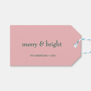 Étiquettes-cadeau Joyeux & Joyeux Noël Pink Vert