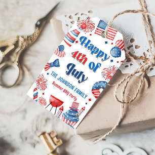 Étiquettes-cadeau Joyeux Juillet 4 Feu d'artifice BBQ Party
