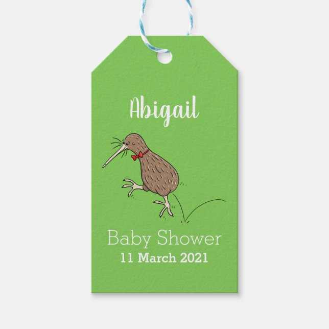 Étiquettes-cadeau Joyeux kiwi de saut avec dessin de cravate arc (Devant)