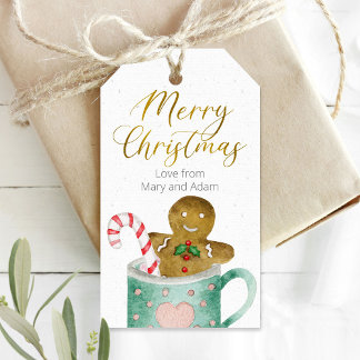Étiquettes-cadeau Joyeux marqueur de Noël avec cookie de pain d'épic