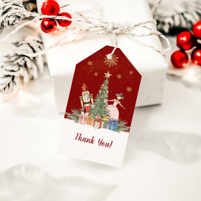 Étiquettes-cadeau Joyeux Merci Nutcracker Noël (Merry Christmas Nutcracker Thank You Gift Tags)