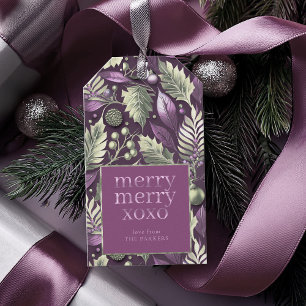 Étiquettes-cadeau Joyeux Motif de Noël vert violet #22 ID1009
