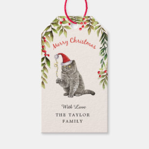 Étiquettes-cadeau Joyeux Noël Anglais Shorthair Amoureux de les chat