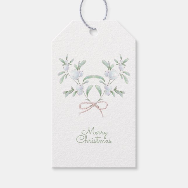 Étiquettes-cadeau Joyeux Noël Baies blanches d'hiver (Devant)