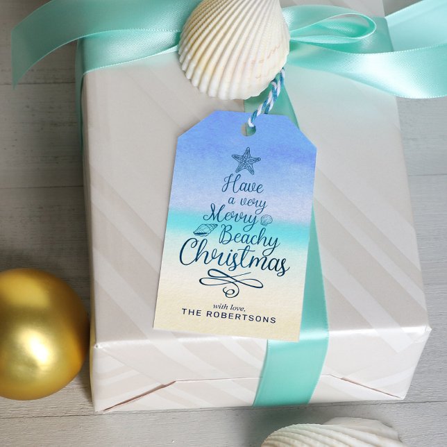 Étiquettes-cadeau Joyeux Noël Beachy Élégant Script (Créateur téléchargé)