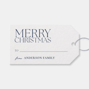 Étiquettes-cadeau Joyeux Noël bleu minimaliste moderne