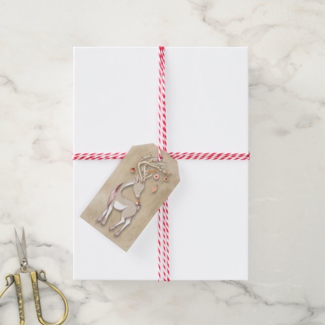 Étiquettes-cadeau Joyeux Noël Bonne année Enveloppe Cadeau Cerf Bali (Avec de la ficelle)