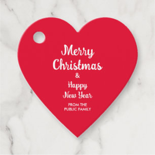 Étiquettes Cadeau Joyeux Noël Bonne Année Forme de Coeur Personnalis