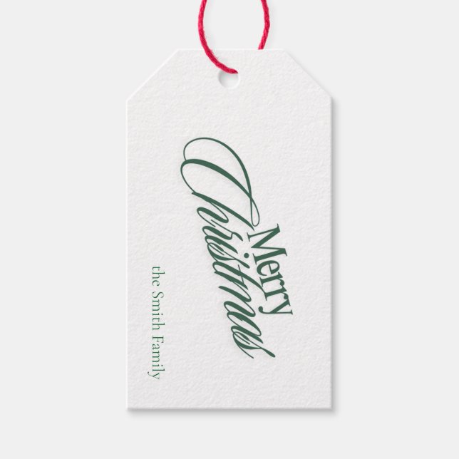 Étiquettes-cadeau Joyeux Noël Classique Design Famille Balise Cadeau (Devant)