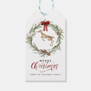 Étiquettes-cadeau Joyeux Noël classique Joyeux hiver Wreath