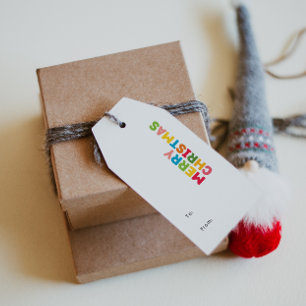 Étiquettes-cadeau Joyeux Noël coloré et lumineux de et vers