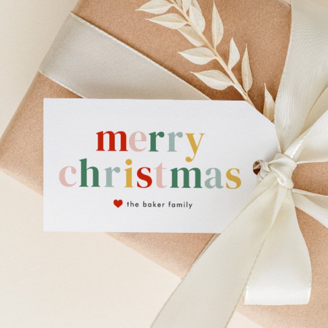 Étiquettes-cadeau Joyeux Noël coloré moderne (Colorful merry christmas modern gift tag.)