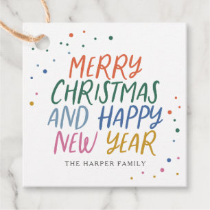 Étiquettes Cadeau Joyeux Noël couleur Whimsical Bonne année