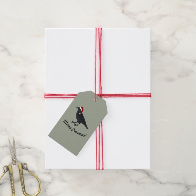 Étiquettes-cadeau Joyeux Noël Crowmas Carte de Noël Crowme (Avec de la ficelle)